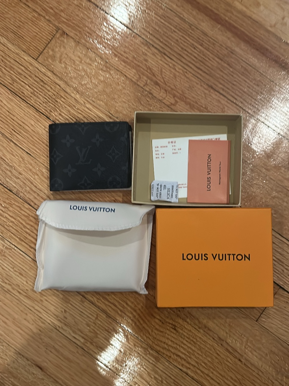 Louis Vuitton Black Monogram Eclipse Leather Money Clip Wallet